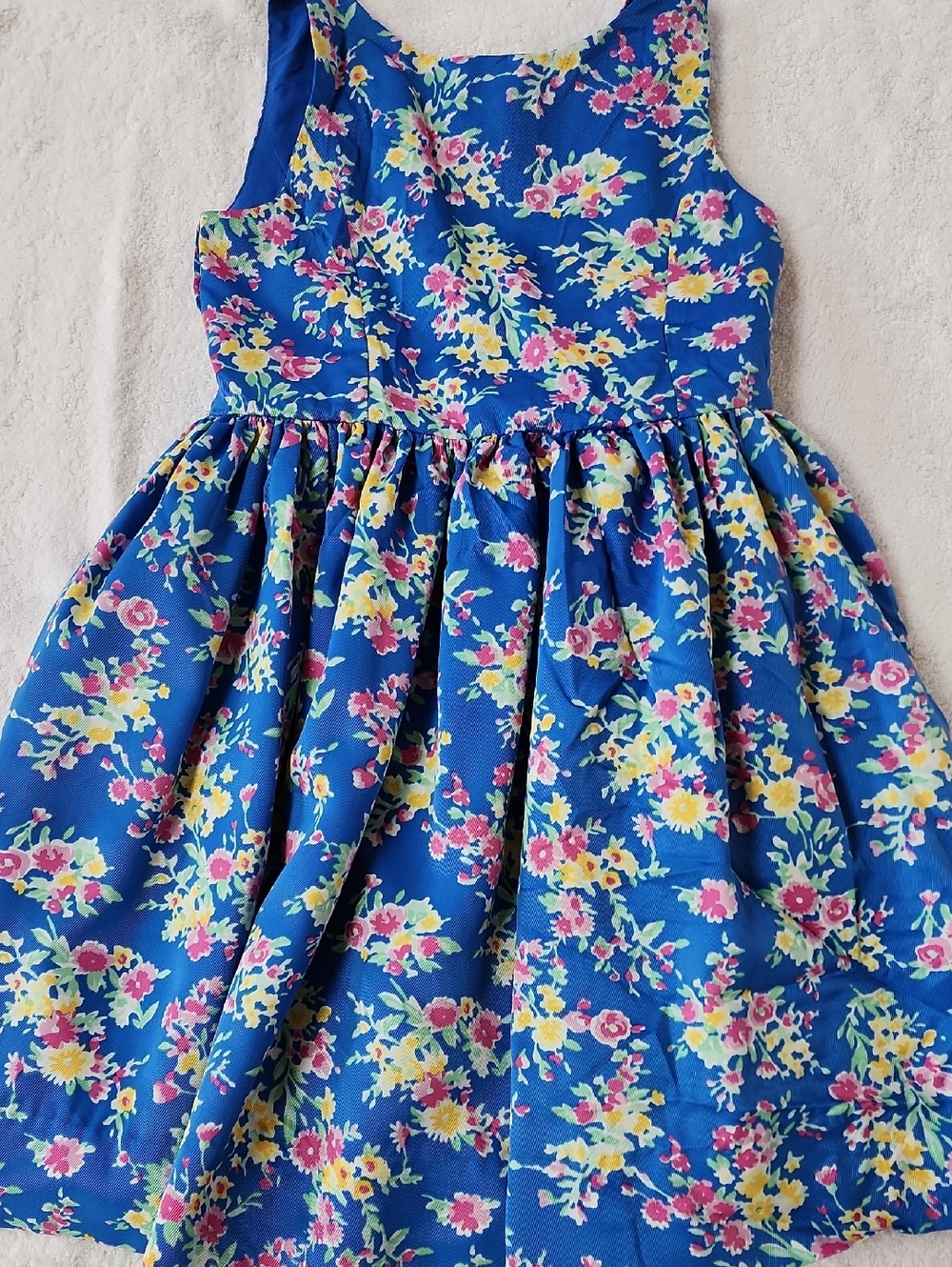 Polo by Ralph Lauren Girls Bright Blue Floral Sleeveless Dress Size 6X Preowned